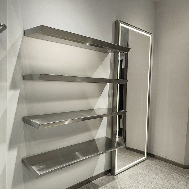 Minimalist Stainless Steel Laminate Clothing Shop Shoes Shoe Rack Wall Display Shelve Shoes Shop Bag Show SHOW BEAUTY-TAOBAO