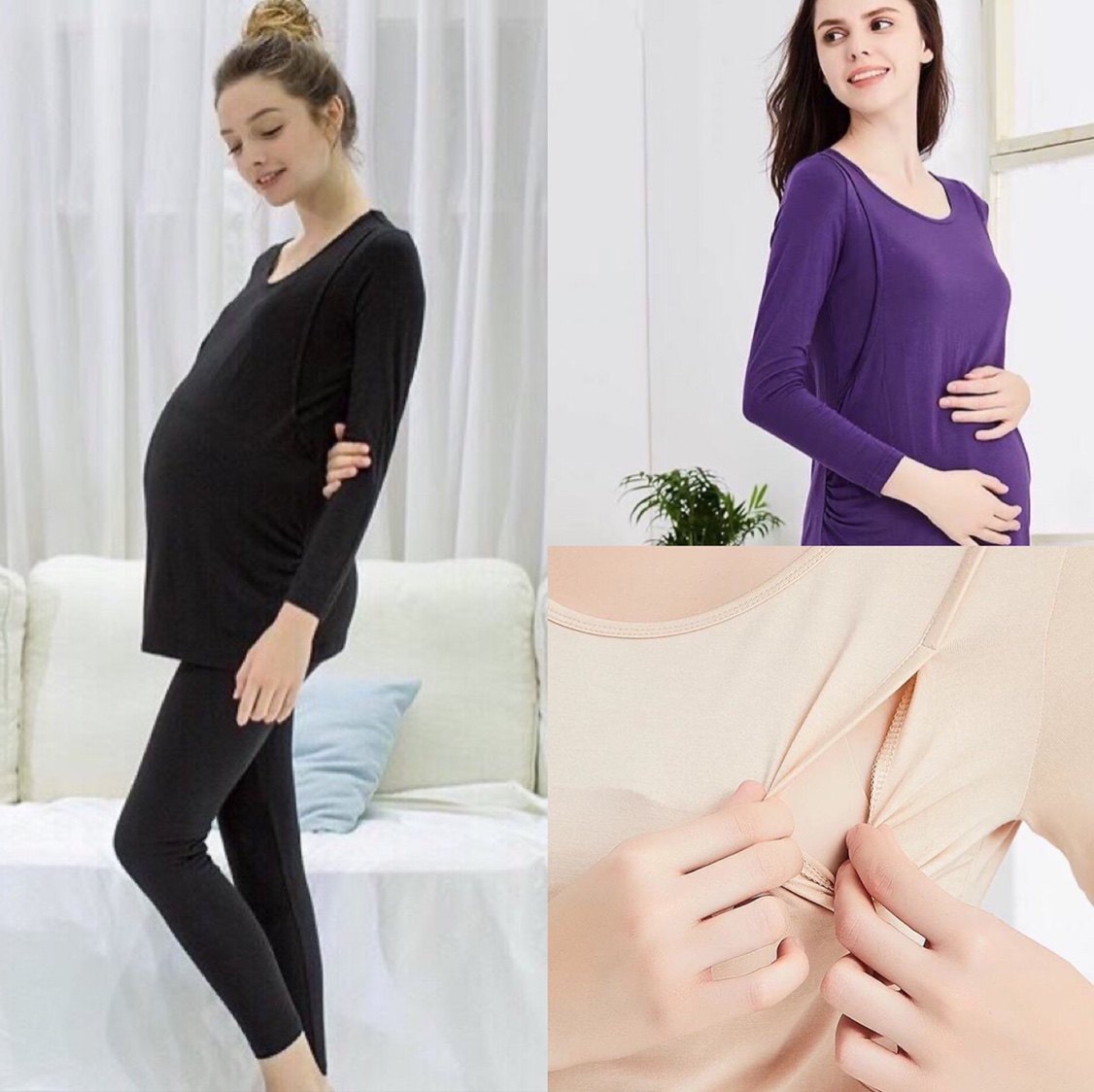 Pregnant women in autumn sanitary pants comfortable thin Model breastfeeding family after birth pajamas