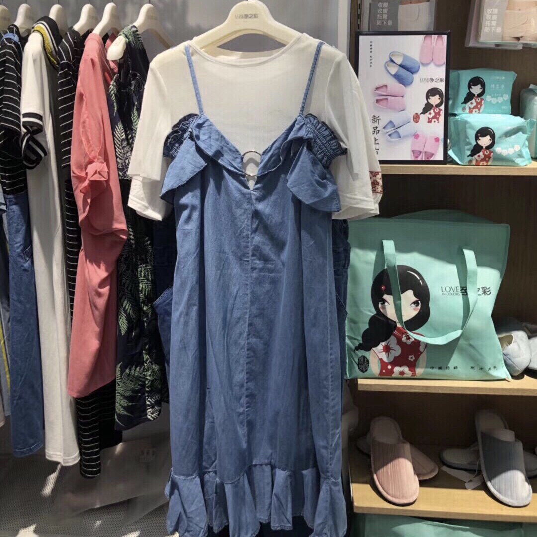 Pregnancy Color Pregnancy Woman Dress Summer Dress New Korean Version Fashion Short Sleeve Thin cotton Two sets Cowgirl Pregnant Woman Foreign Dress