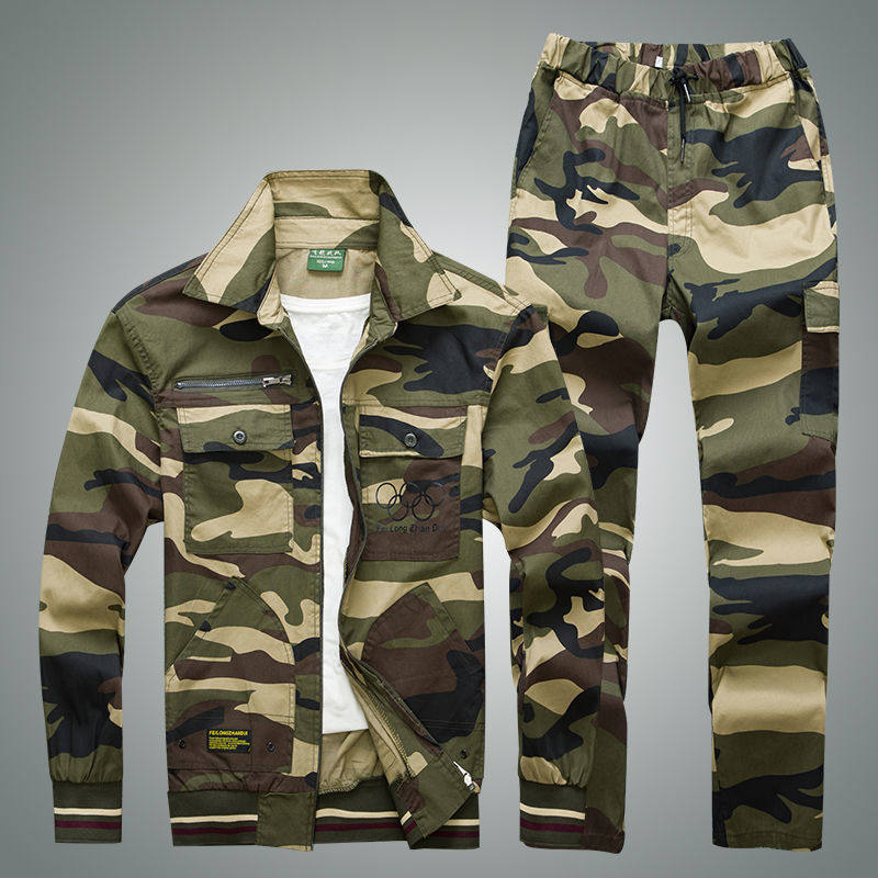 Work clothes suit men and women Summer Pure Cotton Lawsuit Army Jun Green Military Training Outdoor Wear-wearing shirt camouflak frock