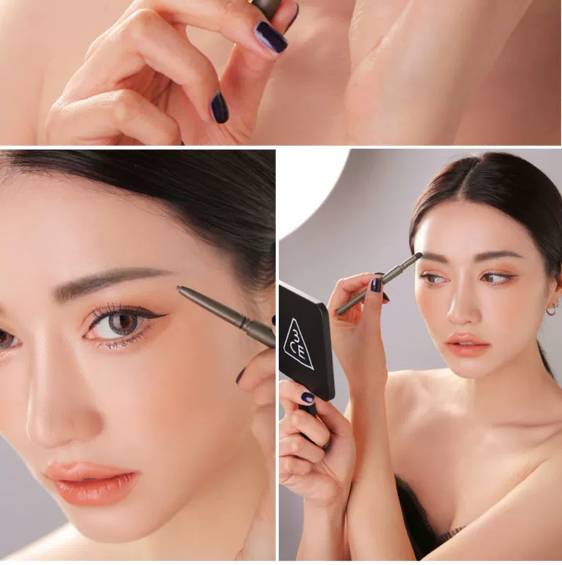 3CE 2 in 1 Air Cushion Eyebrow Powder Eyebrow Pencil Hàn Quốc Brown One-word Eyebrow Fog Eyebrow Không thấm nước, chống thấm mồ hôi, dễ dàng tô màu cho chân tóc - Bút chì lông mày / Bột / Stick