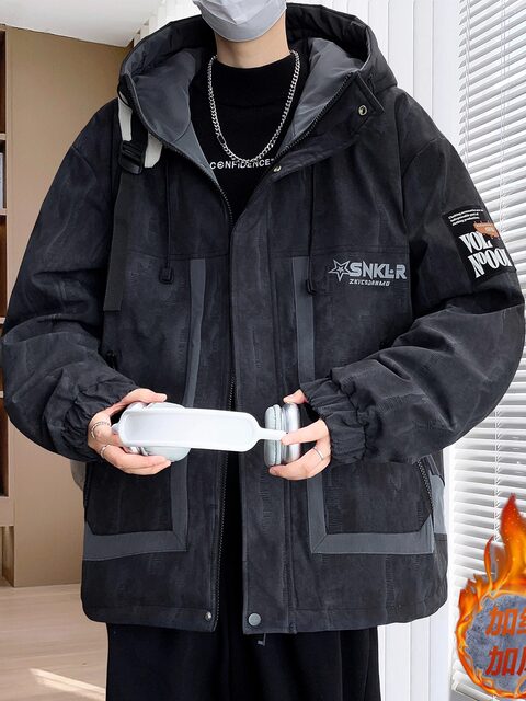 Fleece-Lined Thickened Jacket for Men, Autumn and Winter 2025 New Style, Trendy Tie-Dye Jacket for Teenagers, Men's Warm Parka