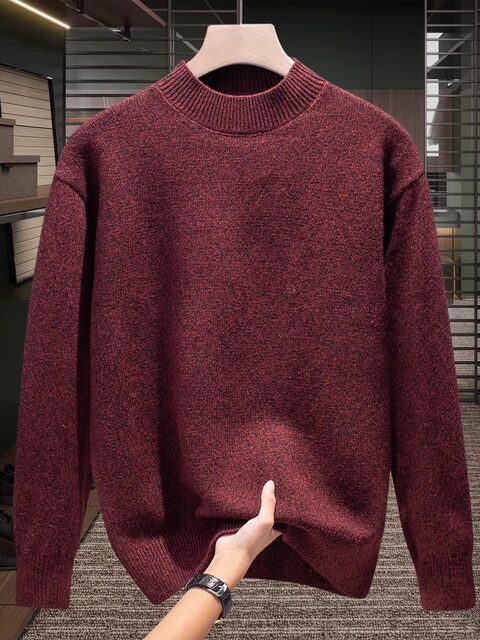 High-End Half-Turtleneck Sweater for Men, 2025 Autumn and Winter Long-Sleeve Base Knitwear, Warm and Thickened Mid-Neck Knitwear