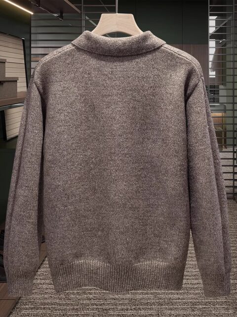Relaxed Old Money Style Knitted Polo Shirt for Men, 2025 Autumn and Winter New Product, High-End Thickened Casual Pullover Sweater