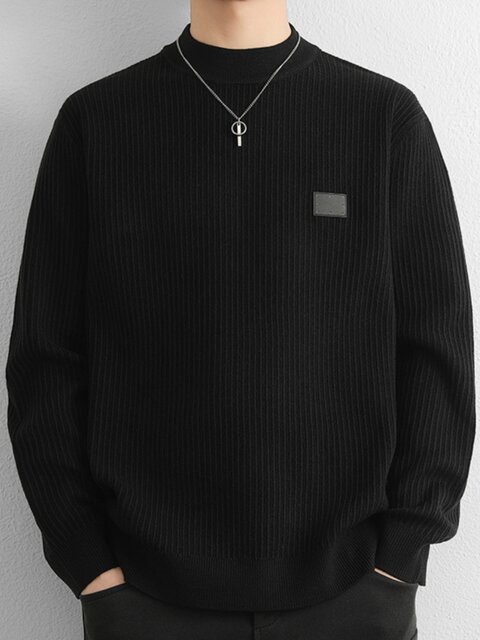 High-end semi-turtleneck sweater men's woolen sweater 2024 winter new warm thickened mid-collar sweater