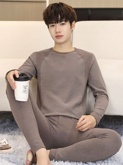 DeRong Fever Teenagers' Thermal Underwear Men's Suit Middle and High School Students' Bottoming Shirts Autumn and Winter Autumn Clothes and Autumn Pants