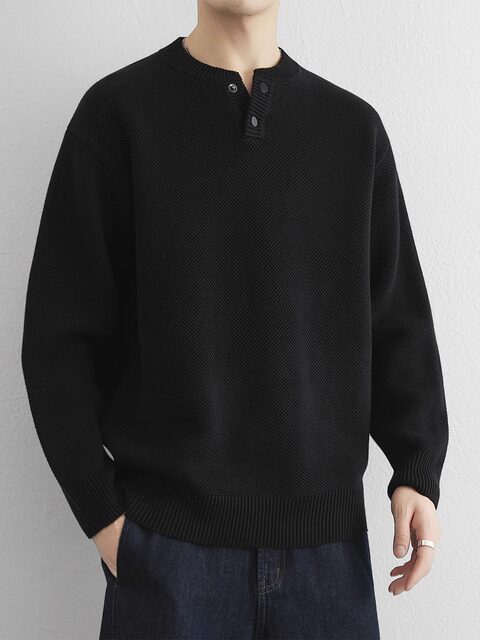 High quality Henry collar sweater men's pure cotton autumn and winter Zhongshan 2025 new thickened warm inner base layer shirt