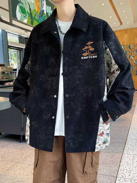 Ethnic style lapel jacket for men spring and autumn 2025 new trendy brand high-end shirt men's autumn handsome jacket