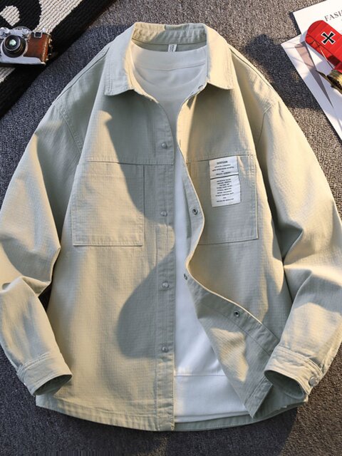 Long-sleeved shirt men's pure cotton jacket spring and autumn youth tops workwear Japanese sun protection 2025 new versatile shirt