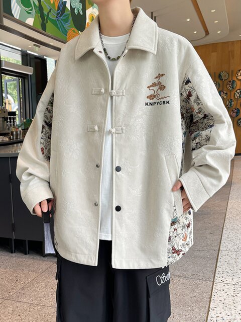 Spring and Autumn Youth Jackets Men's 2025 New National Fashion Ethnic Style High School Student Lapel Jackets Handsome Men