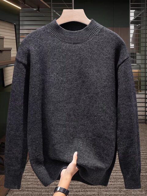 High-End Half-Turtleneck Sweater for Men, 2025 Autumn and Winter Long-Sleeve Base Knitwear, Warm and Thickened Mid-Neck Knitwear
