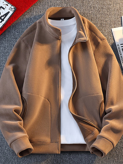 Double-Sided Fleece Jacket for Men, Autumn and Winter, with Fleece Lining, Thick Jacket, Cardigan, Sweatshirt