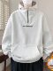 Teenagers' Heavyweight Hooded Fleece-Lined Thick Sweatshirt for Men, Autumn and Winter Trendy Brand Half-Zip Niche Design Jacket