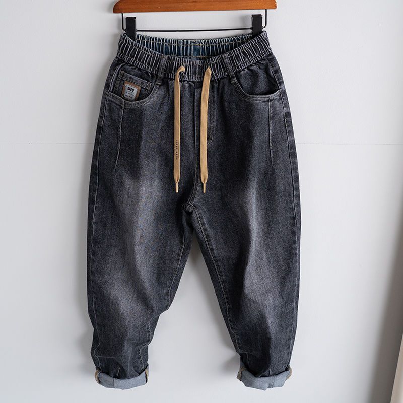 Extra Large Size 150kg Vintage Distressed Jeans for Men and Women, Spring and Autumn Loose Fit, Extra Large Elastic Waist Harem Pants