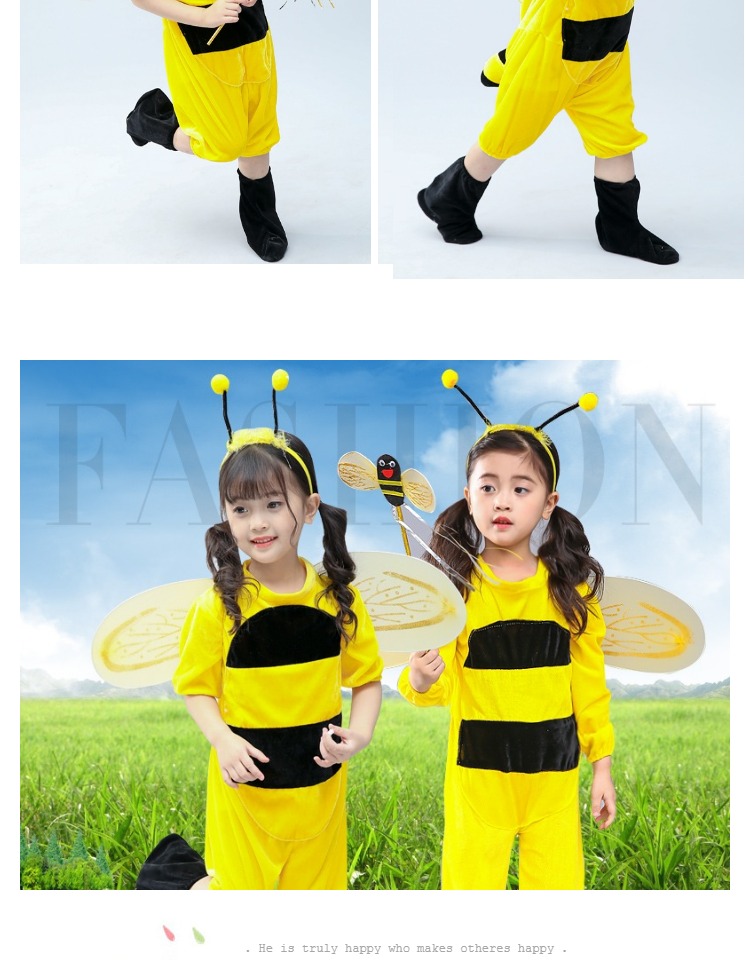 Ngày đầu năm của trẻ em Trang phục biểu diễn động vật Little Bee Performance Quần áo Mẫu giáo Khiêu vũ Quần áo Hoạt hình Quần áo Little Bee Performance Trang phục áo da trẻ em nam