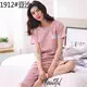 Aesoll tân binh pijama nữ bộ đồ mùa hè ngắn tay hai mảnh vải cotton mùa hè Hàn Quốc có thể mặc bên ngoài dịch vụ tại nhà - Giống cái