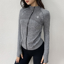 High collar zipper shirt sports jacket Womens running quick-drying stretch top Tight fitness clothing Long sleeve thin yoga suit