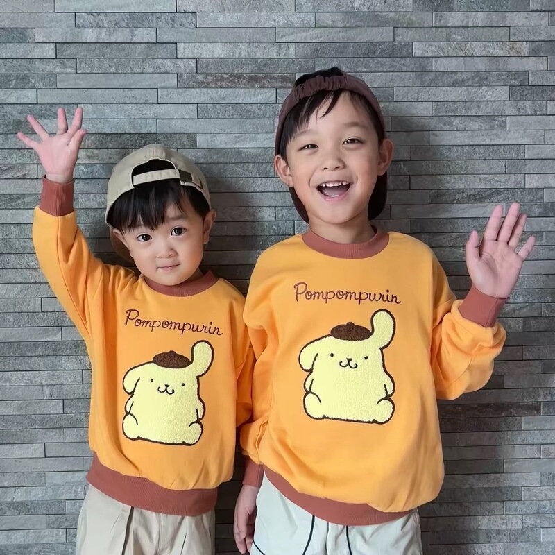 100-120 Days Single Order 26Th Autumn and Winter New Style Cute Pudding Dog Frog Velvet Terry Long-Sleeve Sweatshirt for Boys and Girls