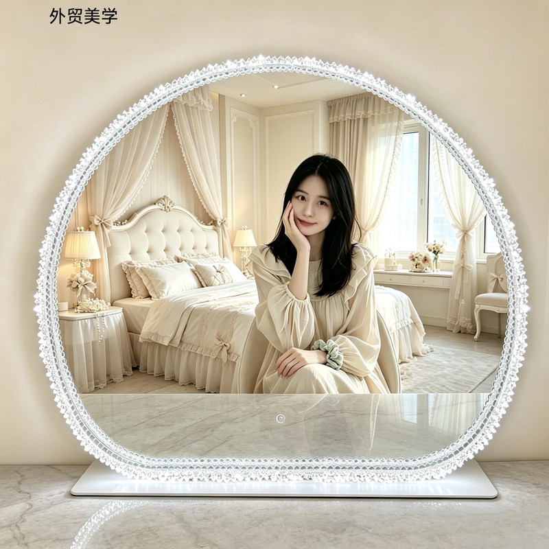 High-End Luxury Crystal Makeup Mirror, Smart Light-Enhancing Mirror, Led Vanity Mirror, Exquisite Illuminated Tabletop Mirror, Popular Online