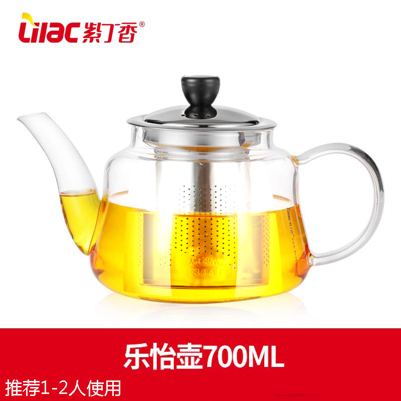 Violet high borosilicate glass teapot heat and explosion resistant to fire heating stainless steel filter tea set