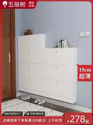 Ultra-thin shoe cabinet 14cm15 home door small narrow tipping bucket solid wood thin model 13 super narrow suspension small house porch cabinet