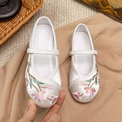 Girl Shoes for Han Chinese Clothing Ancient Costume Shoes Chinese Style Kid Princess Tang Suit Children's Embroidered Shoes Old Beijing Embroidered Cloth — 4