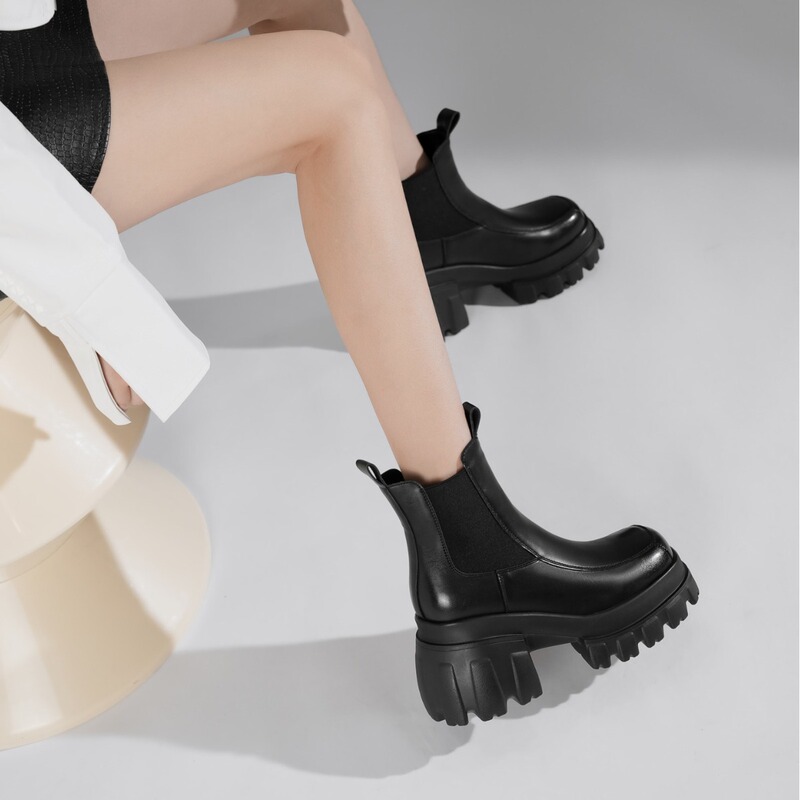 Cow Suede Leather Short Boots for Women 2025 Autumn New Chelsea Chimney Boots Square Toe High Heel Slimming Leg Boots