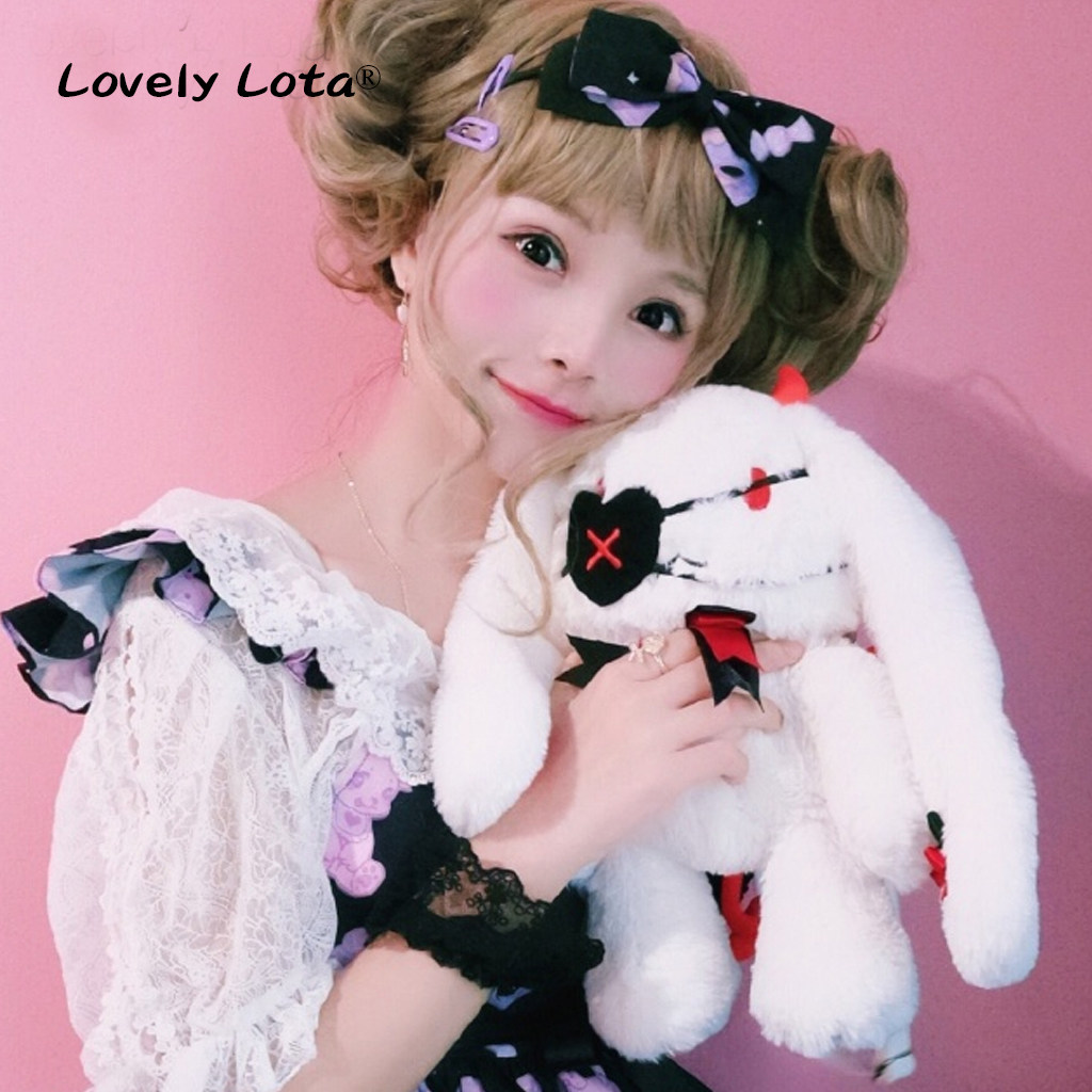 LovelyLota Original Devil Rabbit Cute Plush Bag, Lolita Halloween Bunny Plush Bag Crossbody, In Stock