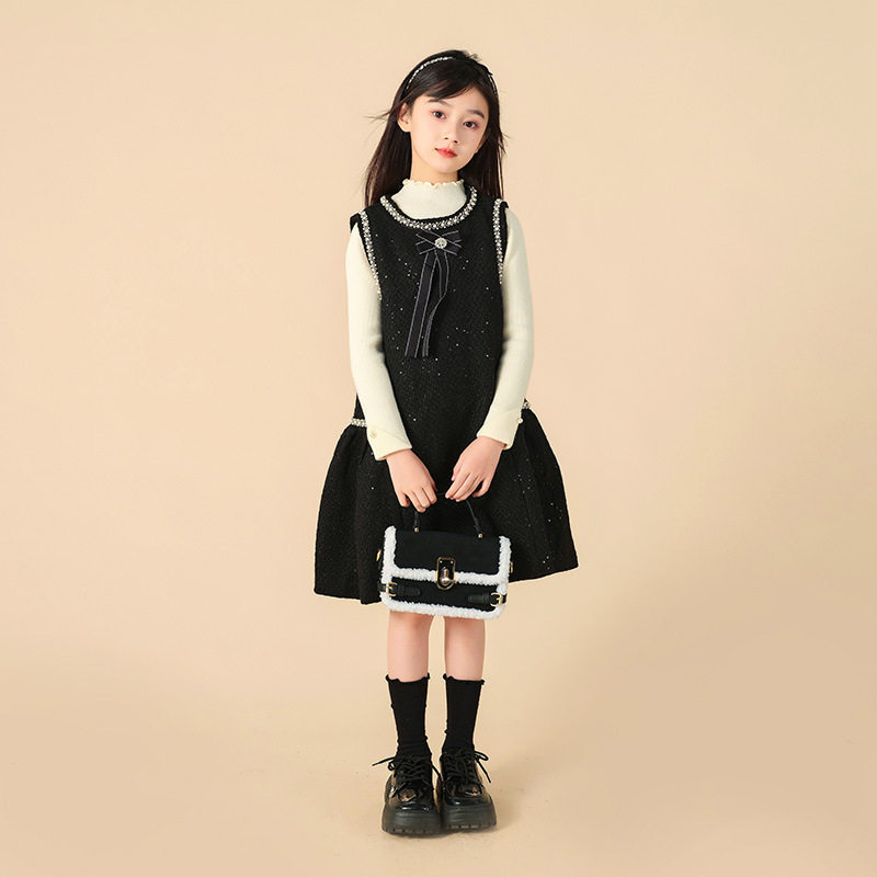 Girl Little Savour Suit Autumn Winter Style Vest Dresses High-end Birthday Dress Children Dresses Great Boy Princess Even Dress-Taobao