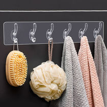 Adhesive hook a row of long strip door wall non-perforated wall hanging clothes hook strong glue no trace hanging rack plastic kitchen hook
