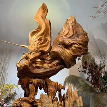 Wood Yu root carving factory Sun Wukair Great War Bull Magic King Aging Cliff of Cliff Rotating Material Masters Guest Hall Furniture Pendulum