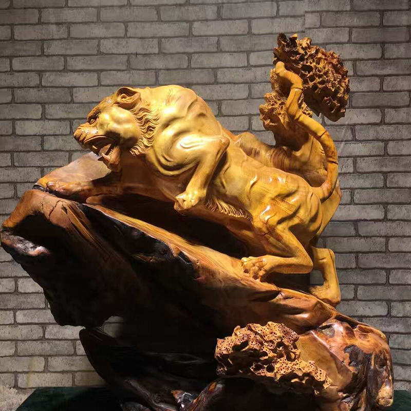 Wood in root carving factory Hutiger raw Wei aging cliff Berger old stock High oily sending display box Tiger engraving direct sale