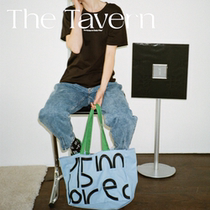 TheTavern 15-min break embroidery Contrast canvas bag Break Bag2 color Sesame Blueberry