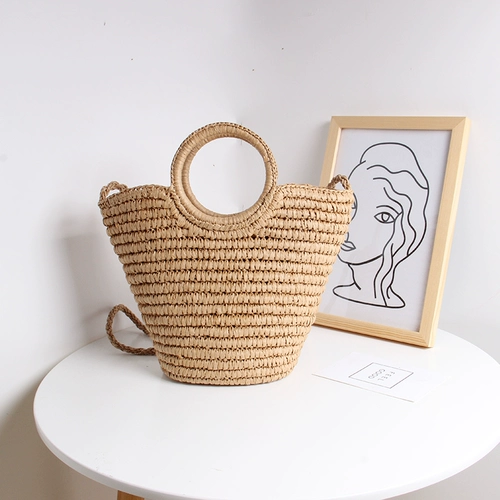 Брендовая соломенная сумка на одно плечо, универсальная пляжная сумка через плечо для отдыха, городской стиль