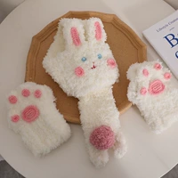 Симпатичные перчатки с кроликом + шарф (материалы + инструменты)