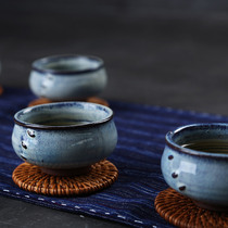 Rough pottery retro tea cup handmade Cup hand-drawn embryo individual cup ceramic tea cup Japanese tea cup tea bowl single Cup