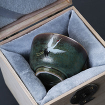 Japanese color kiln change Tea Cup ceramic Crane Kung Fu Tea Set Cup Single Cup household tea bowl Master Cup