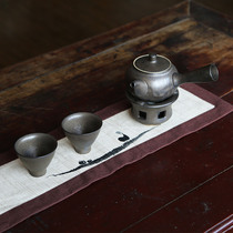 Japanese coarse pottery teapot warm tea stove set ceramic retro tea kung fu tea set candle stove set household Tea Ware