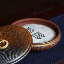 Retro coarse pottery tea cans handmade ceramic wake up tea cans large Puer tea cakes storage jar tea ceremony zero match
