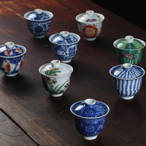 Jingdezhen antique ceramic kung fu tea set hand-painted blue and white rock tea with small Bowl home Tea Bowl Mini Cup Cup