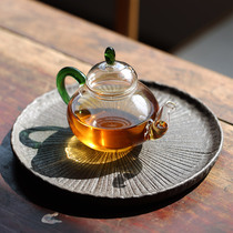 Bubble teapot glass thickened high temperature resistant black tea kung fu tea set flower teapot tea cup set household filter tea maker