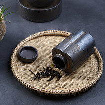 Coarse pottery tea cans gray reading gilded gold glaze ceramic tea cans retro Puer tea warehouse wake up tea cans kung fu tea set tea cans