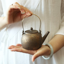 Chinese lifting beam teapot copper rust glaze coarse pottery retro single pot ceramic gray Reading home tea maker simple kung fu tea set