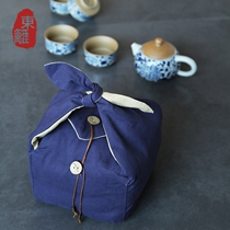 Handmade cotton linen tea bag tea set storage bag cloth bag portable kung fu tea equipment travel tea set bag tea ceremony