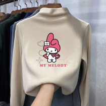 Girls semi-turtle collar German velvet bottoming shirt for autumn and winter with velvet thickening 2023 new style childrens thermal top