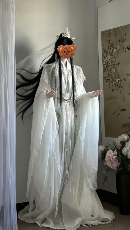 【Floating Boat and Snow Clearing】Heavy Embroidery in Wei and Jin Style, Ethereal Han Elements, White Cross-Collar Fairy-Style Hanfu Men's Set 【Floating Boat and Snow Clearing】Heavy Embroidery in Wei and Jin Style, Ethereal Han Elements, White Cross-Collar Fairy-Style Hanfu Men's Set