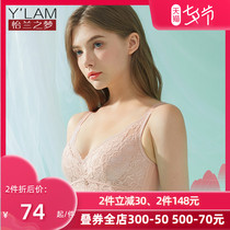 Yilan dream underwear womens thin section without steel rim sexy lace gathered anti-sagging big chest show small bra cover summer