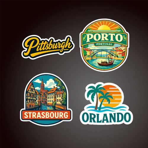 Car Stickers Are Suitable for Pittsburgh, Portugal, Porto, Strasbourg, Orlando Car Stickers 8466