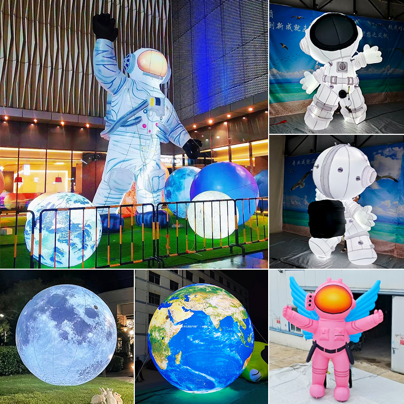 Inflatable Mid-Autumn Festival Inflatable Model with Light-Up Moon, Moon Rabbit Lantern, Aerospace Rocket, Astronaut, Space Man, Airless Display