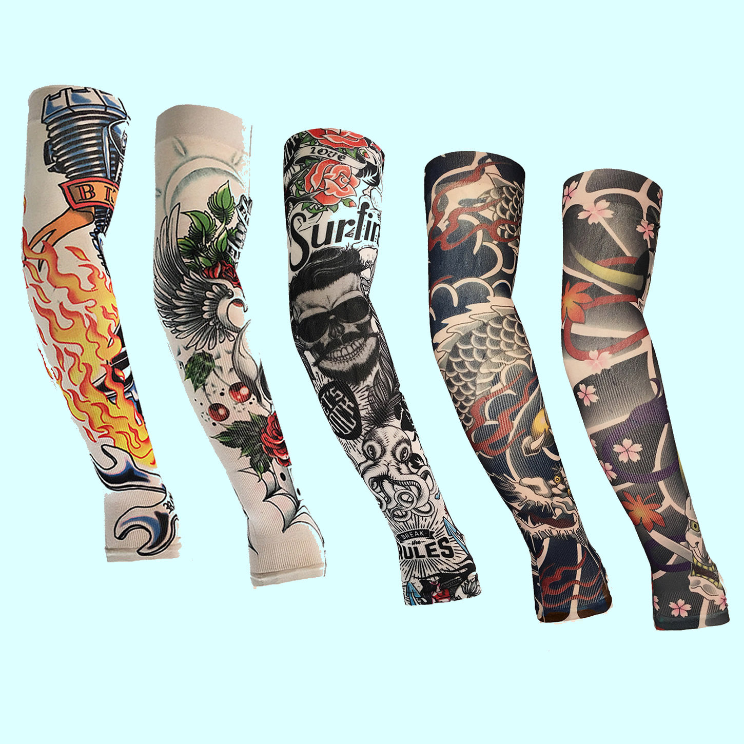Harelocomotive Locomotive Ice Cuff Men's Kirin Arm Cuff Sleeve Rider Sunscreen Armchair Guard Arm Ice Silk Pattern Sleeve
